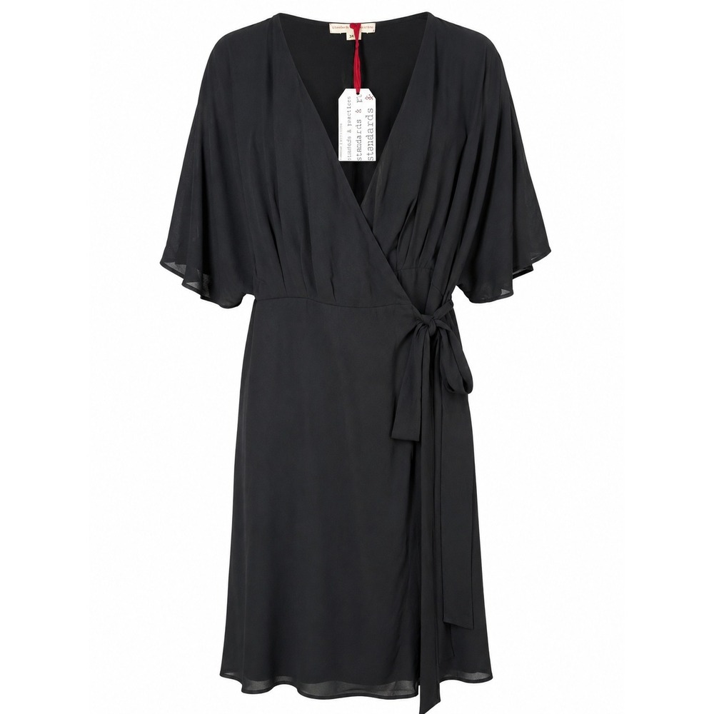 Standards & Practices 3X Black Kimono Wrap Dress NWT